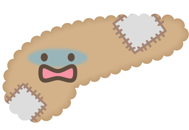 弱った膵臓のイラスト