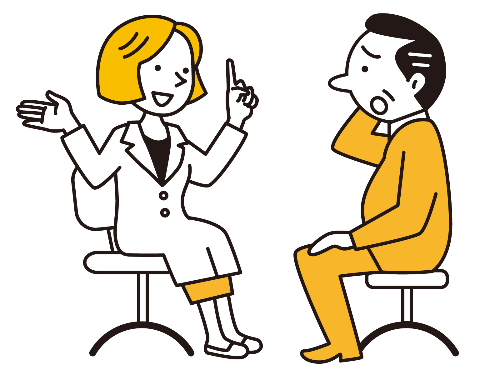 医師に相談する男性のイラスト