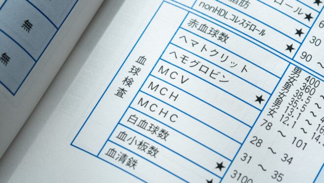 血液検査の結果の用紙