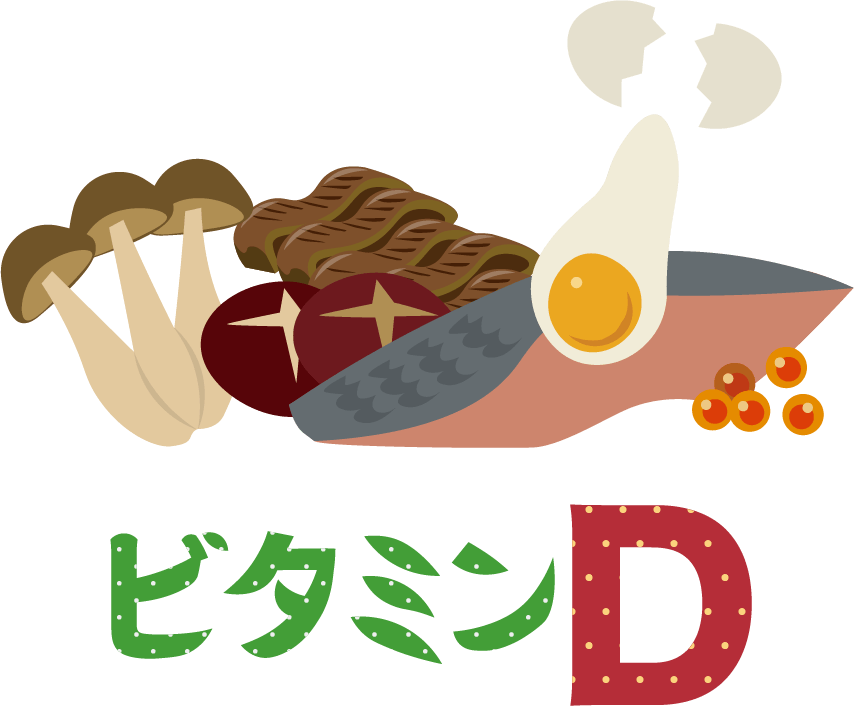 ビタミンDの代表的な食材のイラスト