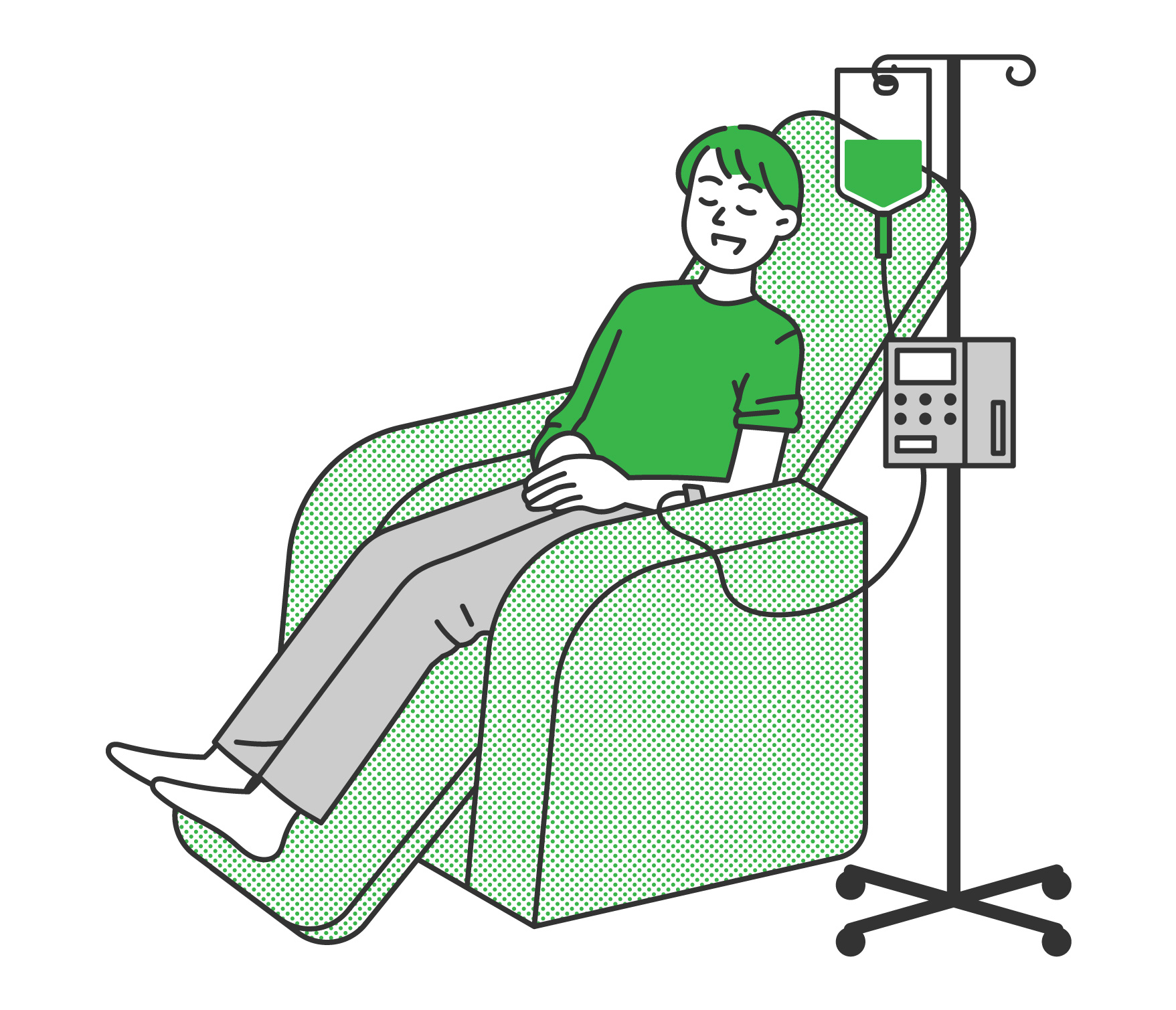 抗がん剤治療を受ける男性のイラスト