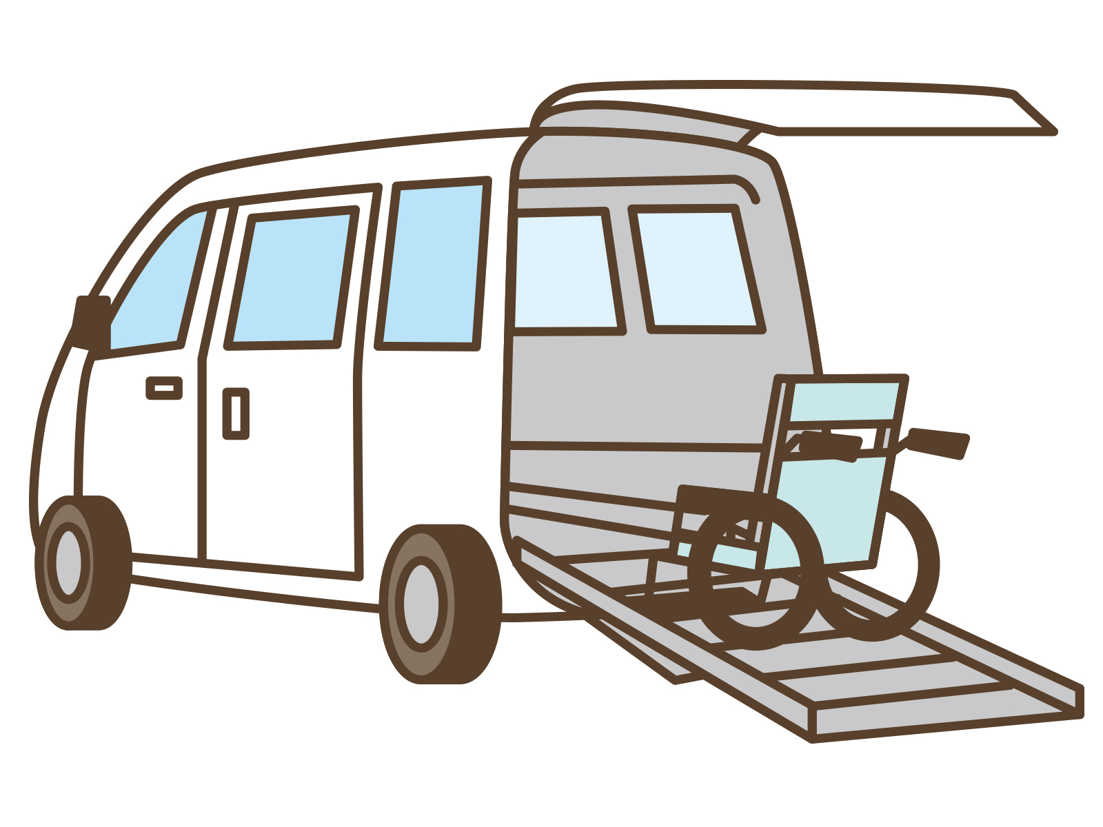 車椅子を積み込む介護タクシーのイラスト
