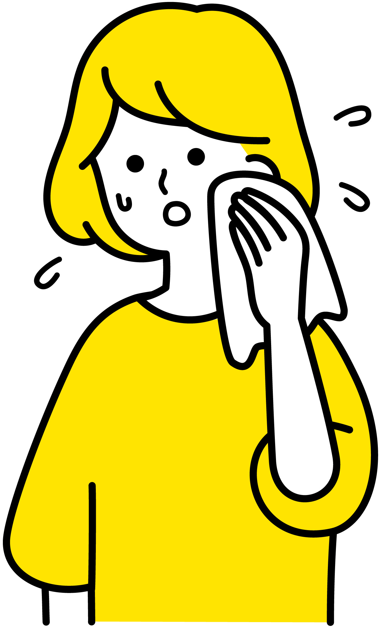汗を拭く女性のイラスト