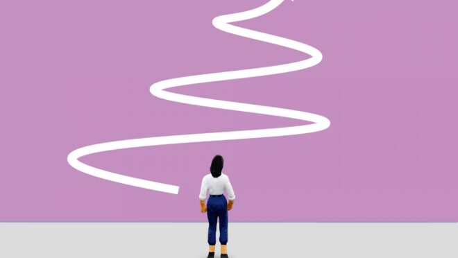 目標に向かって歩き出そうとする人のイラスト