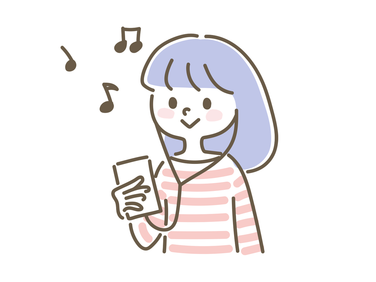 音楽を聴く女性のイラスト
