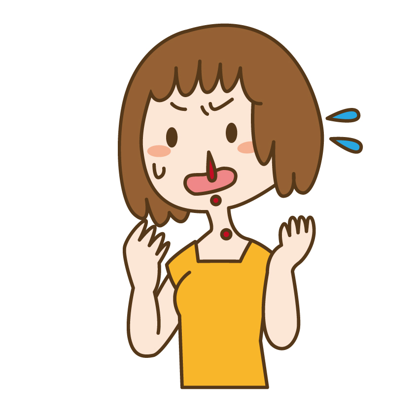 突然鼻血が出た女性のイラスト