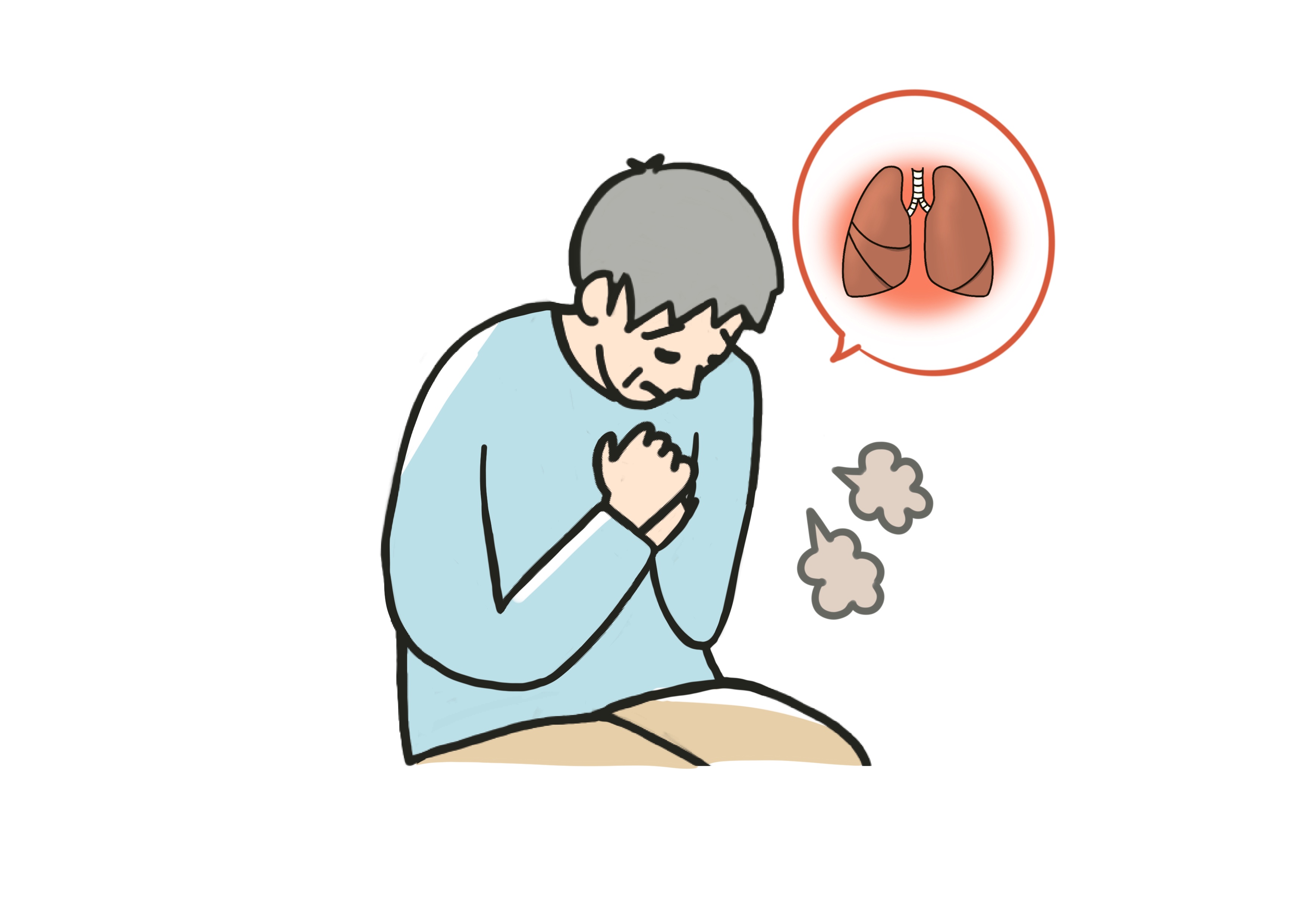 胸を押さえる高齢男性のイラスト