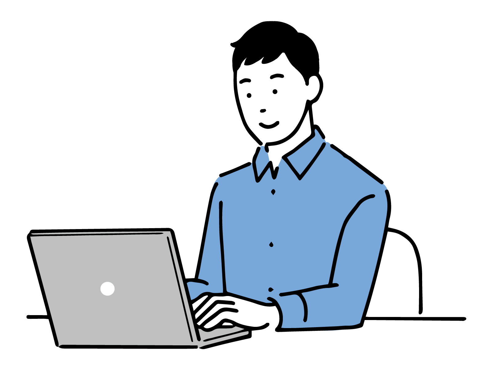 PCで調べものをする男性