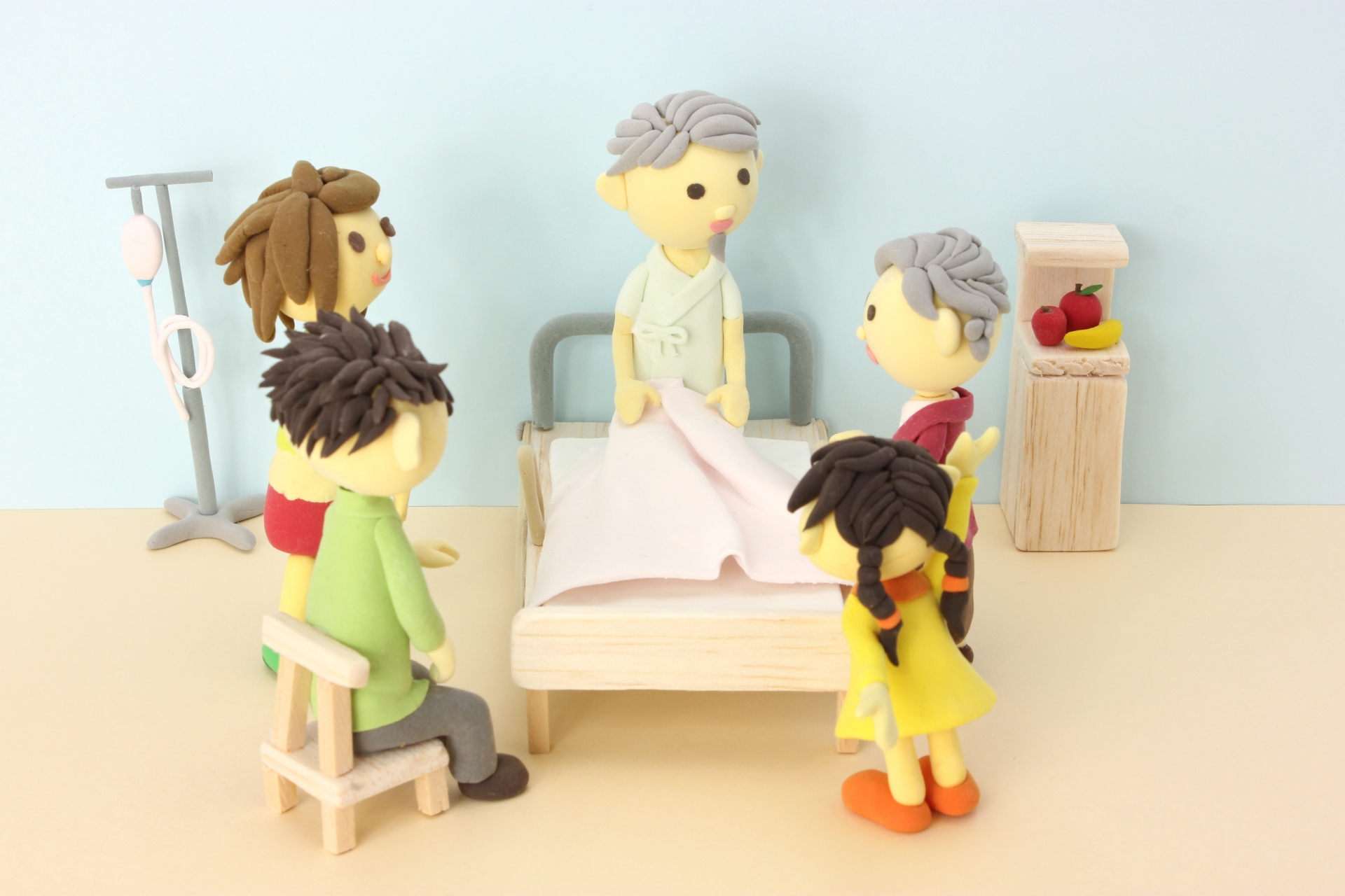 患者を見舞う家族